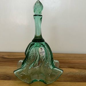 Vintage Fenton Seafoam/Teal green Beautiful Paisley Bell Scroll! Handmade USA